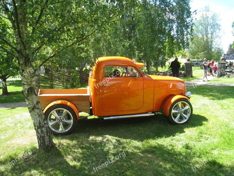 Car Show Truck Orange Grass Tree