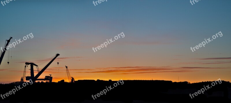 Crane Sunset Sky Evening Horizon