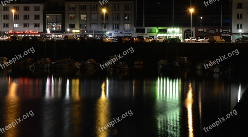 Lights Port Reflection Night Luminous Signs