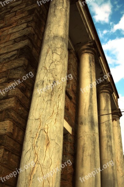 Column Old Building Plaster Cracks Building