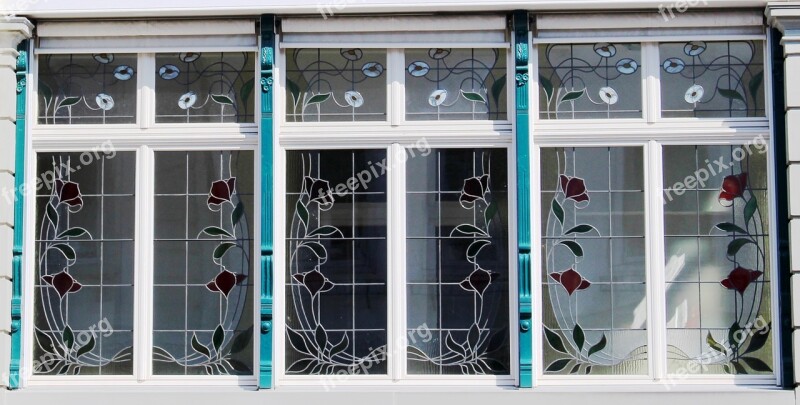 Building Art Nouveau Window Glass Decorated