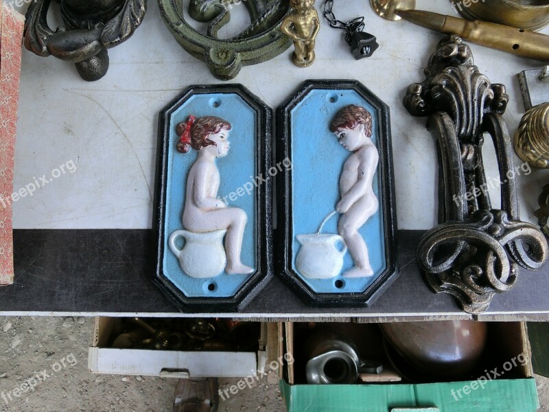 Toilet Signs Woman Man Shield Flea Market