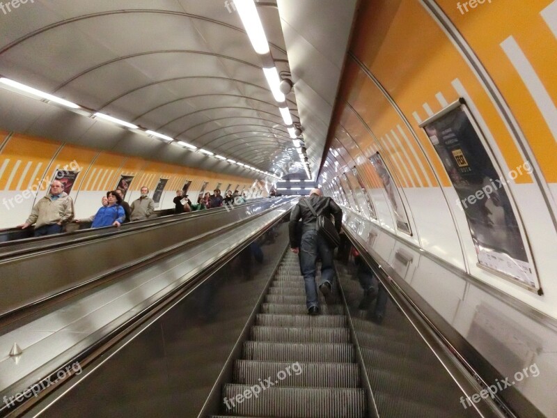 Prague Metro Escalator Free Photos