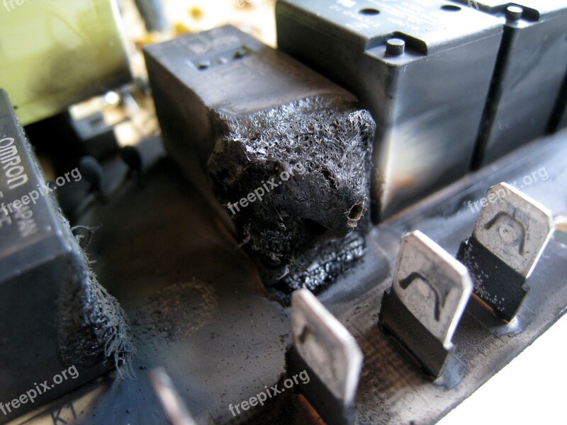 Relay Electromechanical Relay Burnt Relay Burnt Burned