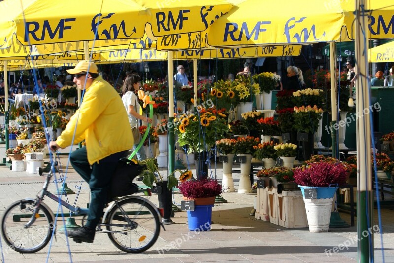 Cycler Flower Seller City Square Kraków Poland