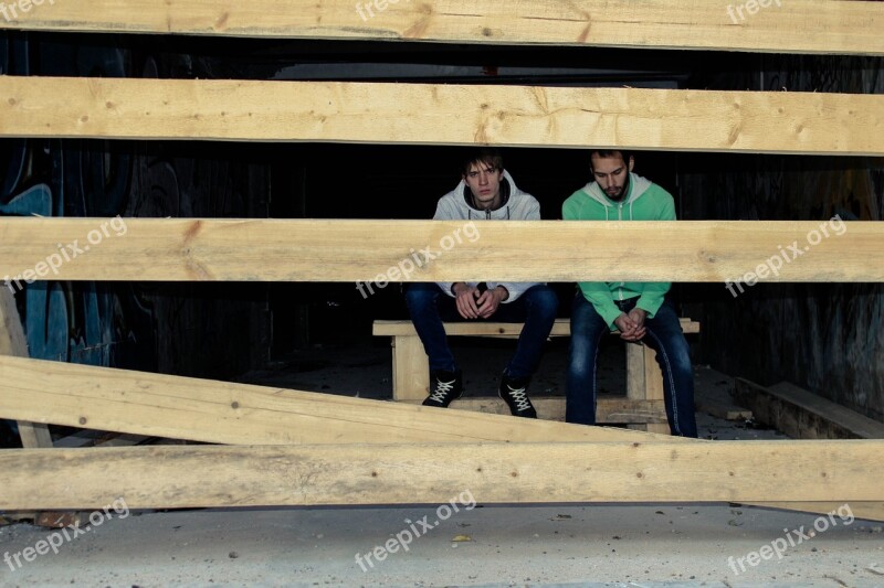 Boards People Sitting Construction Graffiti