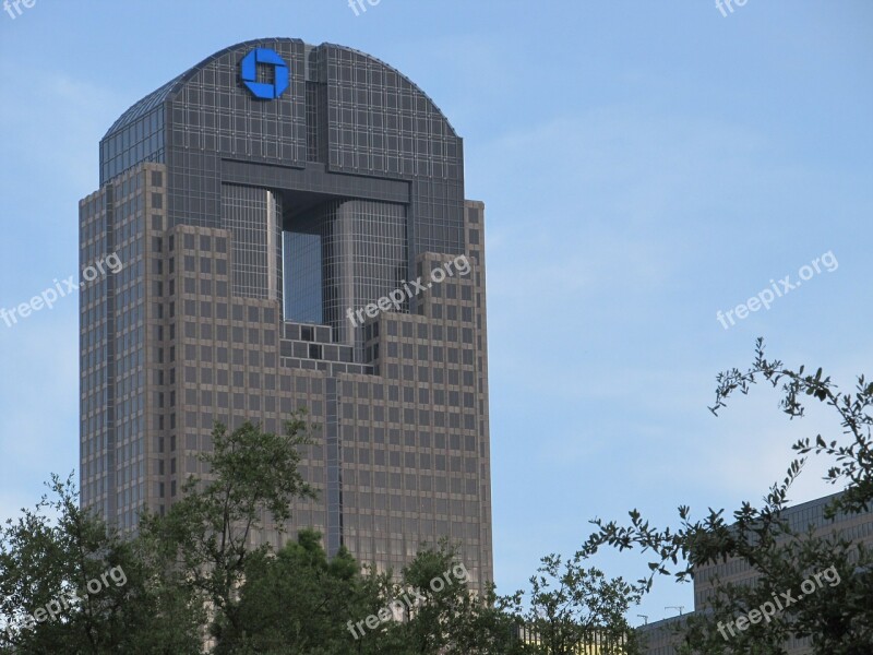 Dallas Skyline Downtown Office Building Glass Facade