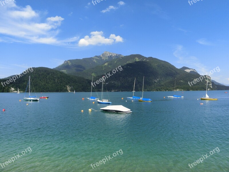 Mondsee Water Mountains Nice Weather Boats