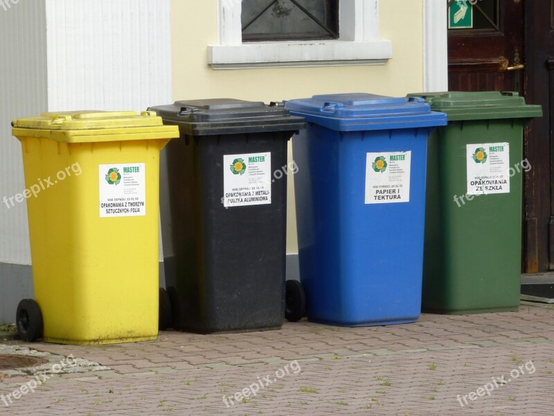 Containers Garbage By Participating In Ecology Colors