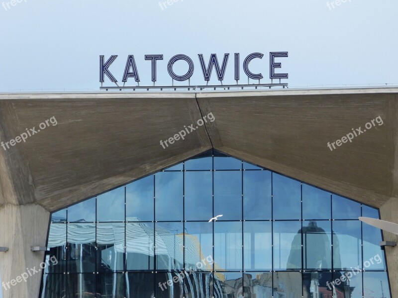 Railway Station The Inscription Katowice Neon City