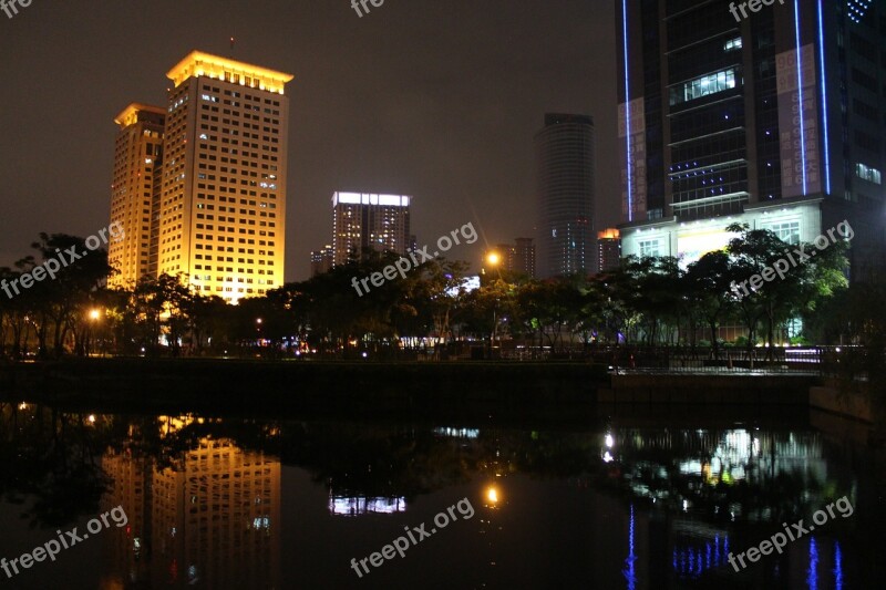 Night View Construction Reflection Itabashi New Taipei City