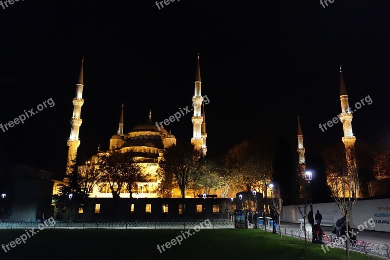 Mosque Night Lights Muslim Islamic