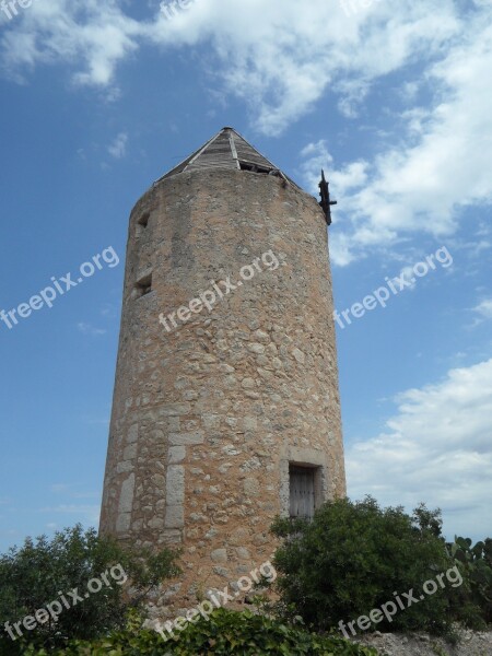 Old Old Mill Windmill Landmark Mallorca