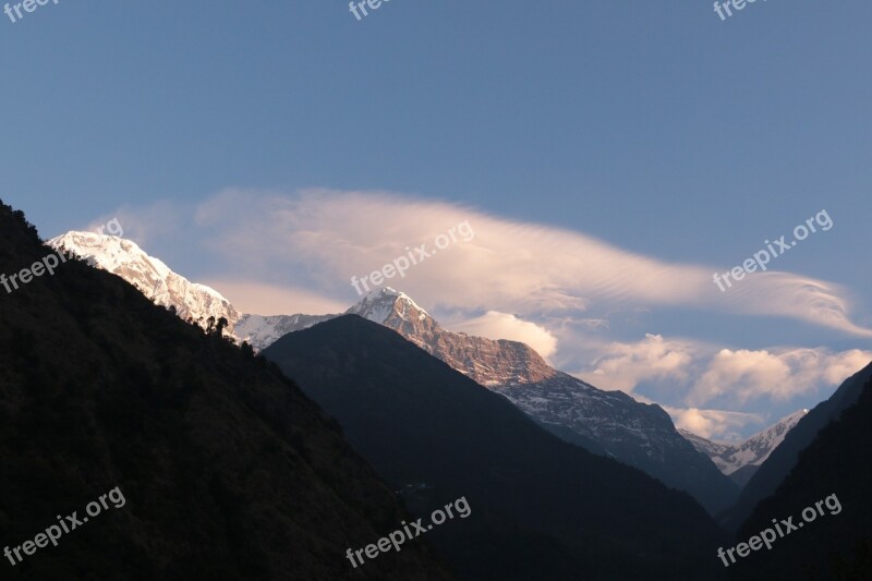 Mountain Himalayan Mountains Pokhara Trekking Cloud