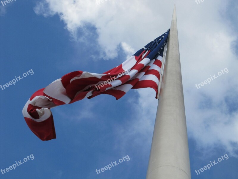 American Flag Flapping Fluttering Patriotism United States