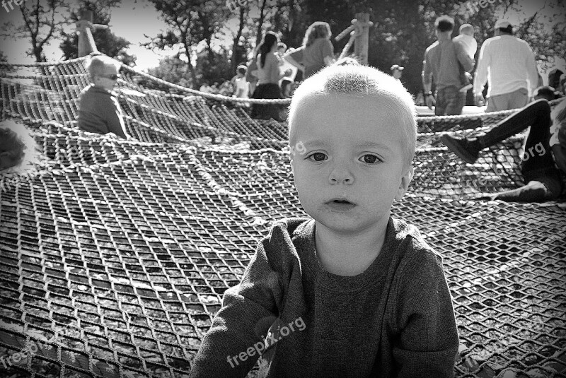 Kid Serious Black And White Boy Childhood