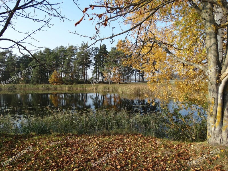 Autumn Beautiful Lake Beautiful Lake Lithuania