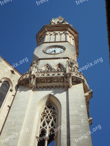 Tower Steeple Clock High Perspective