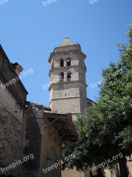 Tower Steeple Mediterranean Church Building