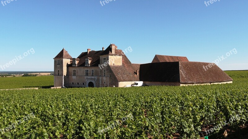 Château De Clos De Vougeot Burgundy France Blue Sky