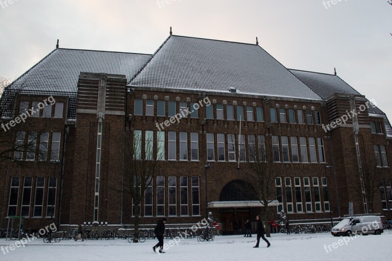 Utrecht Neude Post Office Winter Snow