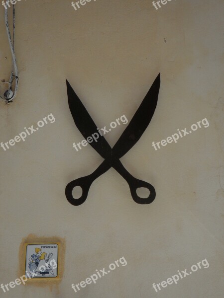 Hairdresser Symbol Scissors Note Wrought Iron