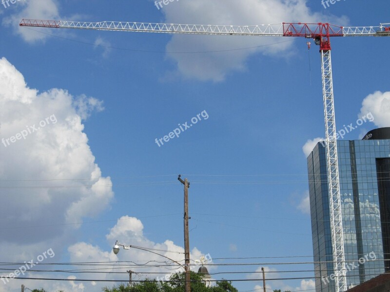 Construction Crane Crane Telephone Pole Street Lamp Building Site