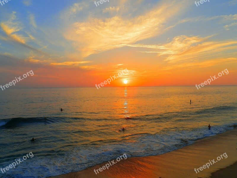 California Sunset Beach Sunset Pacific Ocean Twilight Scenic