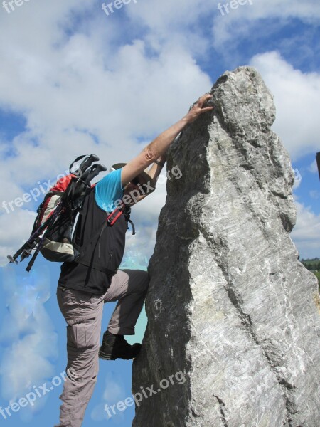 Man Person Climb Mountaineer Rock