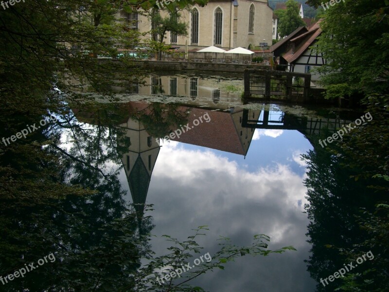 Blautopf Mirroring Water Blaubeuren Monastery