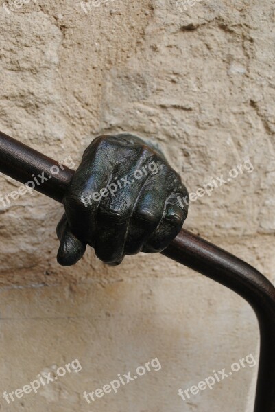 Hand Finger Treppengeländer Handrail Bronze