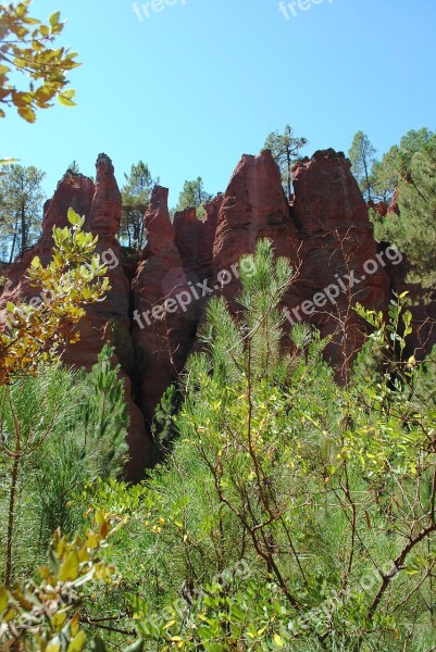 Ocher Rock Red Ochre Roussillon Nature