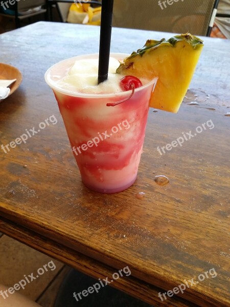 Lava Flow Cocktail Pina Colada Drink Pineapple Strawberry