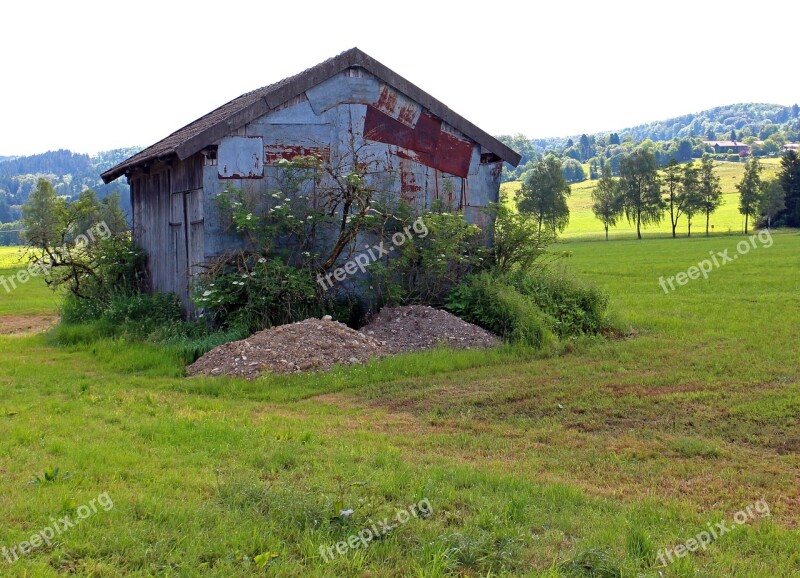 Field Barn Hut Meadow Nature