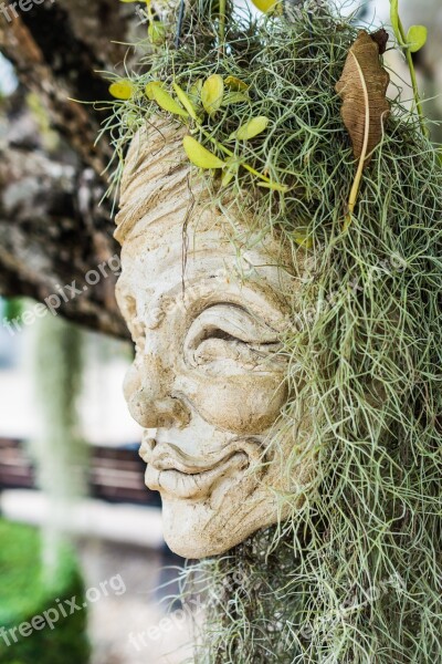 Face Head Mask Sculpture Stone Figure