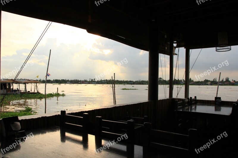 Waterfront Seaside Pier Sunset Bangkok