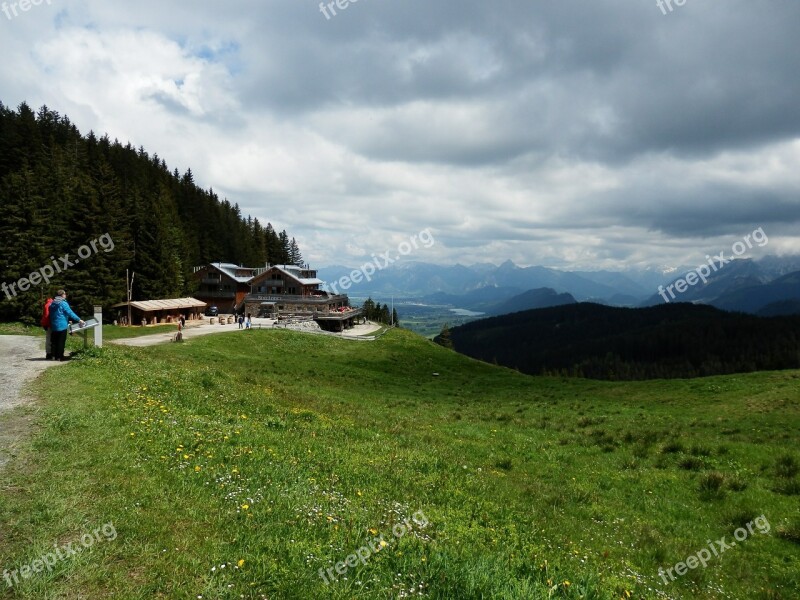 Mountain Meadow Alpine Pointed Wanderer Alpine Panorama Sky