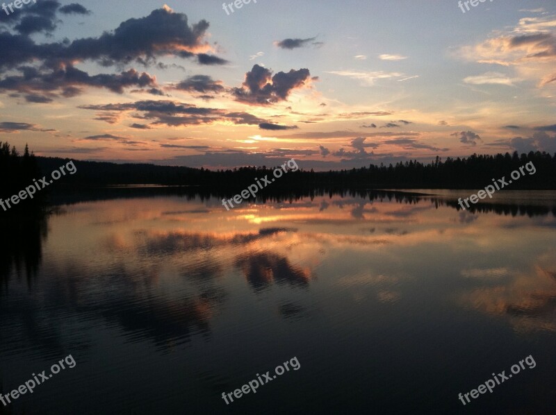 Sunset Finland Lake Sky Reflection