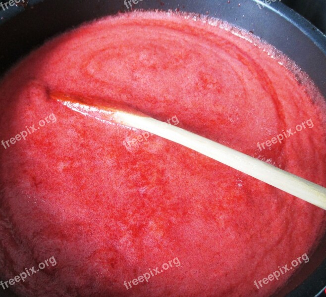 Jam Cook Cooking Pot Stir Strawberries