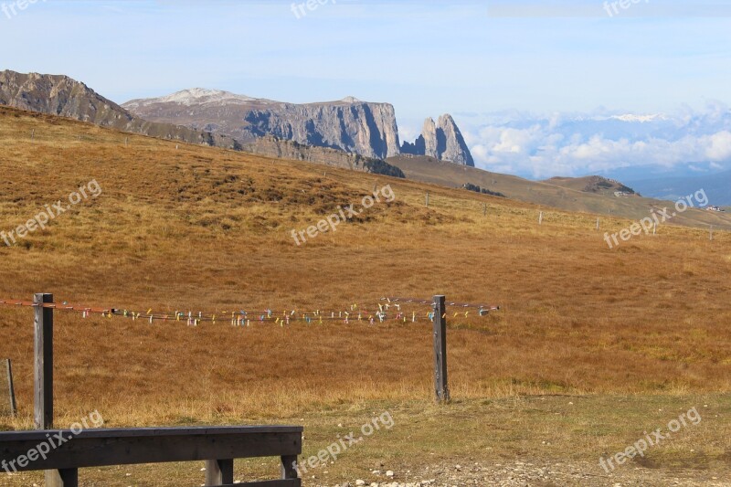 Meadow Mountains View Alpine Panorama