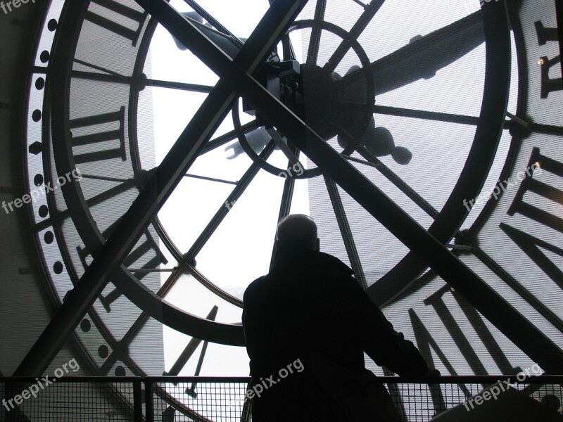 Man Watching Thinking Clock Time