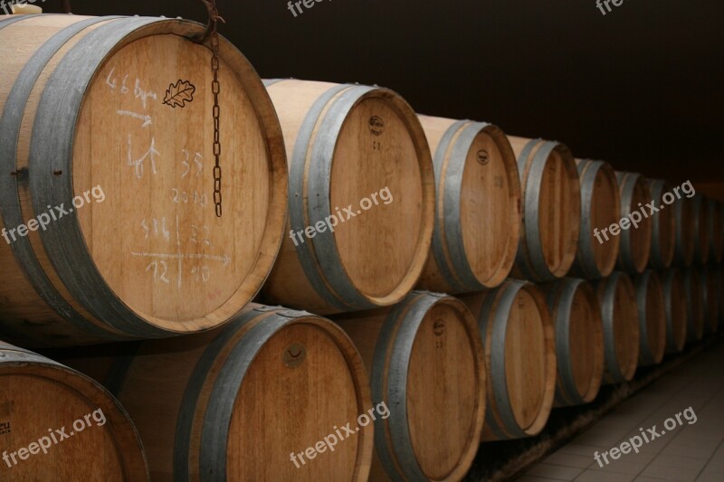 Wine Red Bordeaux France Barrels