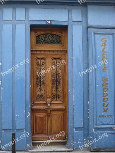 Door Wood Blue Store Shop