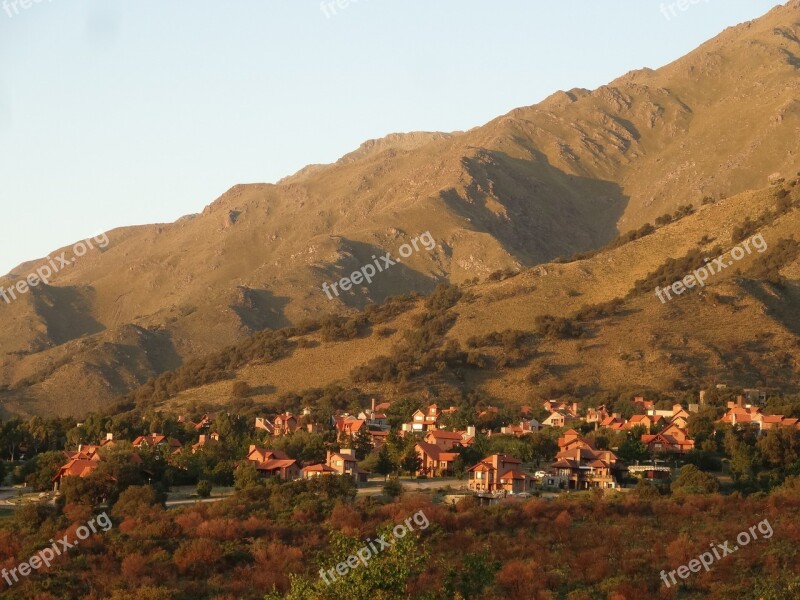 Houses Mountain Argentina Landscape Scenic