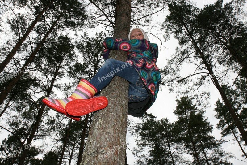 Child Girl Climbing Action Outdoor