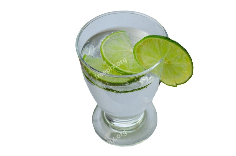 Glass Mineral Water Slice Of Lemon Carbonic Acid Refreshment