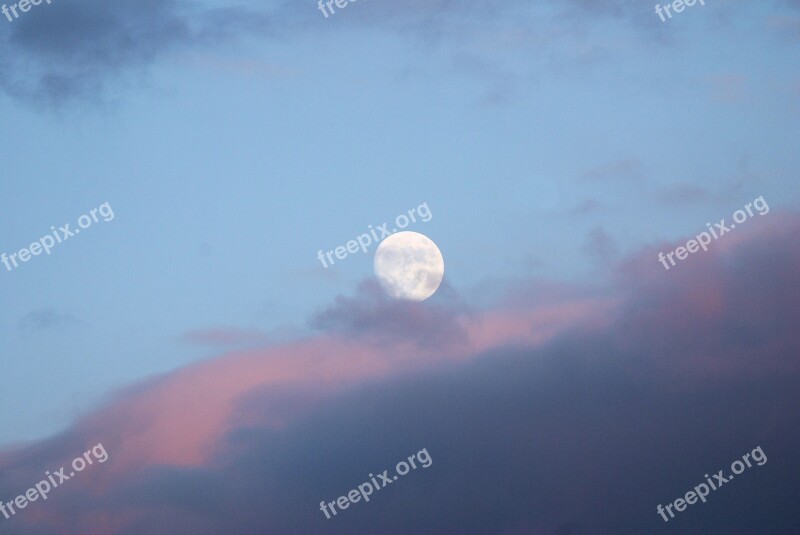 Clouds Sky Blue Moon Full Moon