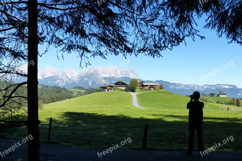 Photographer Silhouette Hill Farm Wilderkaiser