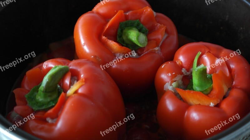 Paprika Red Fill Minced Meat Stuffed Peppers Onion