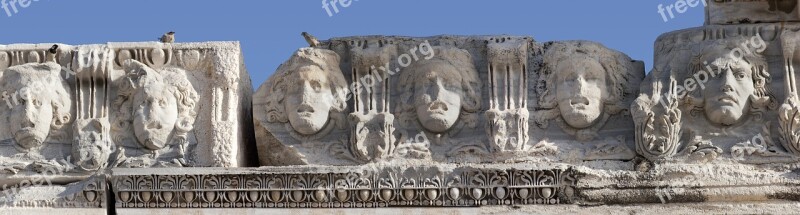 Frieze Jellyfishes Heads Antiquity Temple